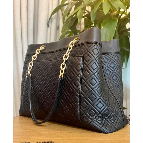 ♦️♦️ TORY BURCH AUTHENTIC BLACK LEATHER FLEMING/ALEXA HANDBAG ♦️♦️ - Picture 7 of 16